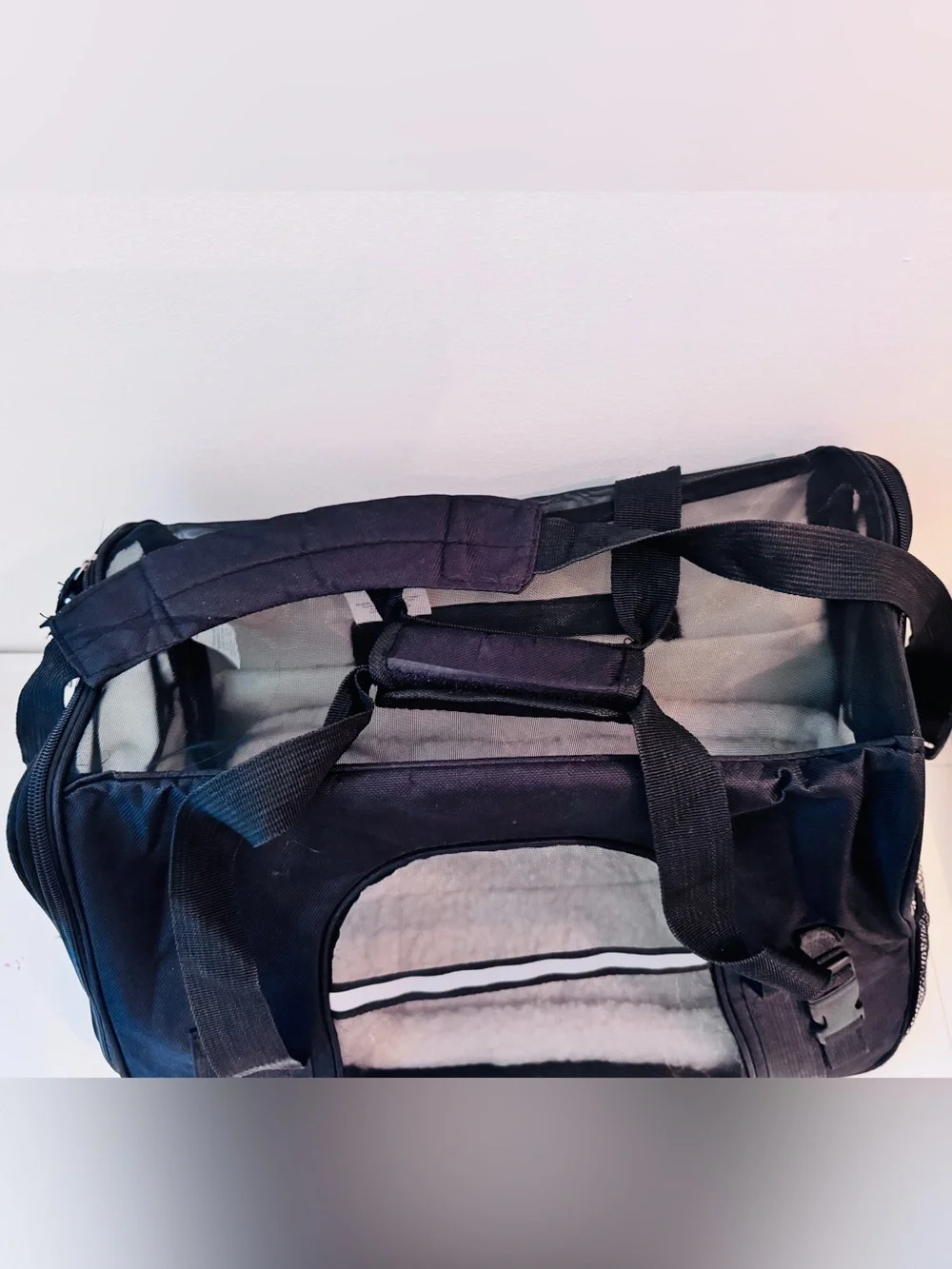 Black Pet Carry Bag - Versatile Open Mesh Sided Dog Carrier/Cat Carrier